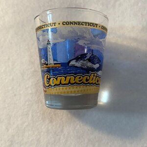 Connecticut State Wraparound Shot Glass Shotglass Vintage